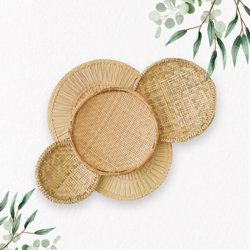 Decoração de Parede Boho Composição Cestos de Palha