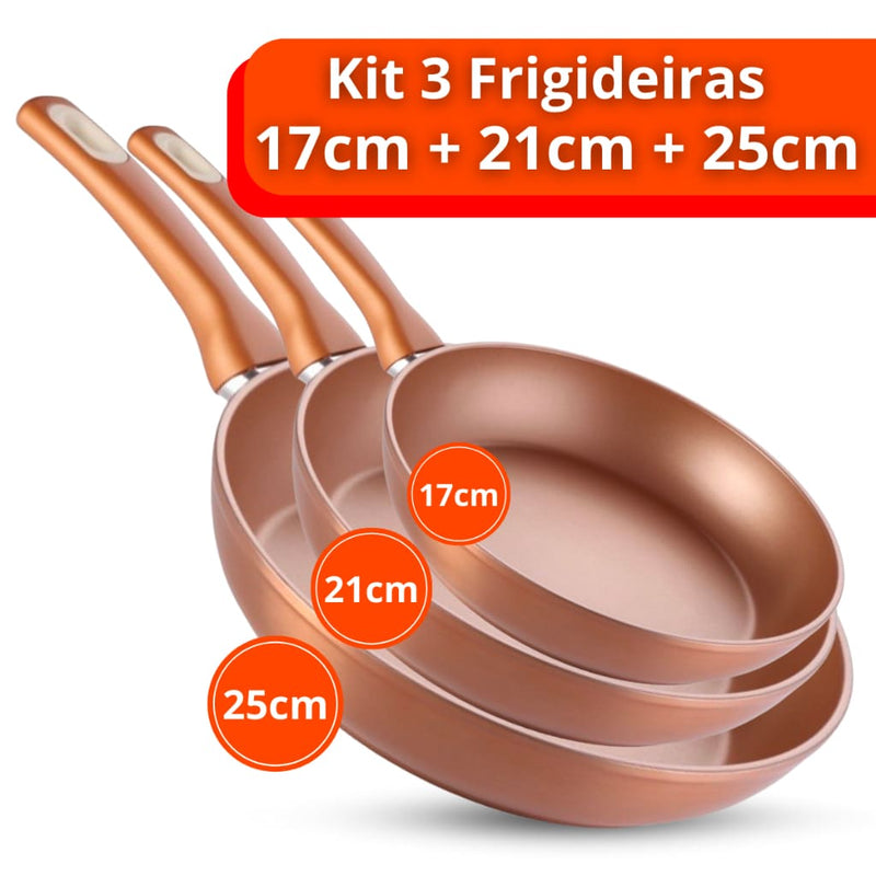 Jogo Frigideiras Antiaderente Revestida em Cerâmica