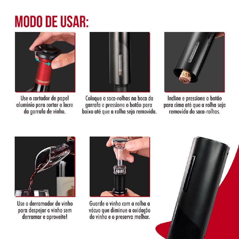 Abridor de Vinhos Sou de Casa Automático - 4 peças