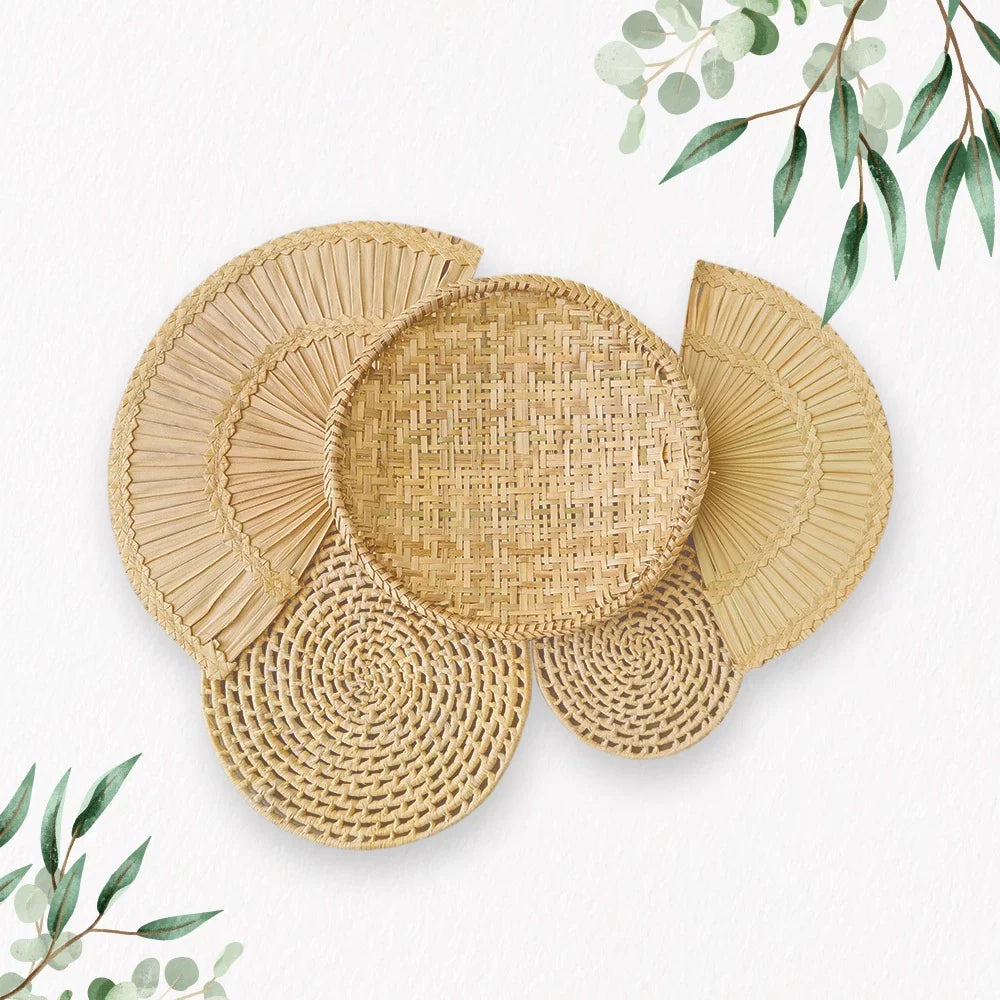 Decoração de Parede Boho Composição Cestos de Palha