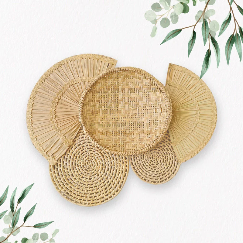Decoração de Parede Boho Composição Cestos de Palha