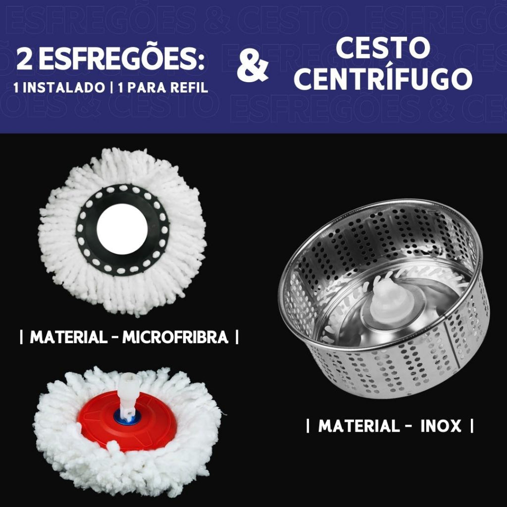 Mop Giratório Balde Inox Premium + SUPER BRINDE