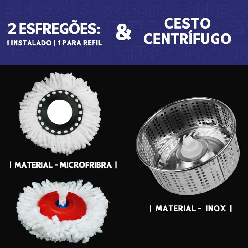 Mop Giratório Balde Inox Premium + SUPER BRINDE