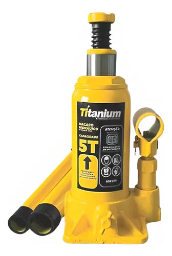 Macaco Hidraulico Tipo Garrafa 5 Tonelada Titanium Platina 07425 Amarelo