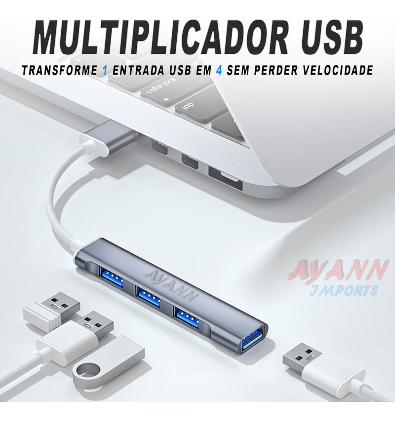 Hub Cabo Usb 3.0 extensor 4 portas High Speed Hd Ultra Rápido