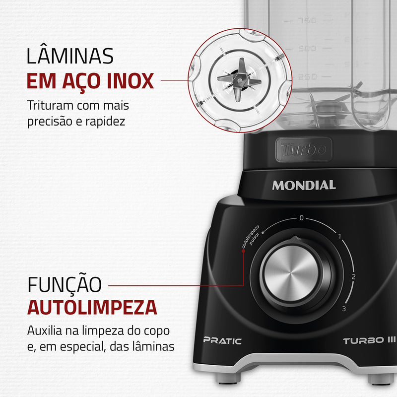 Liquidificador Mondial 3 Velocidades Preto/cinza 550w L-93-BG Cor Preto 127V