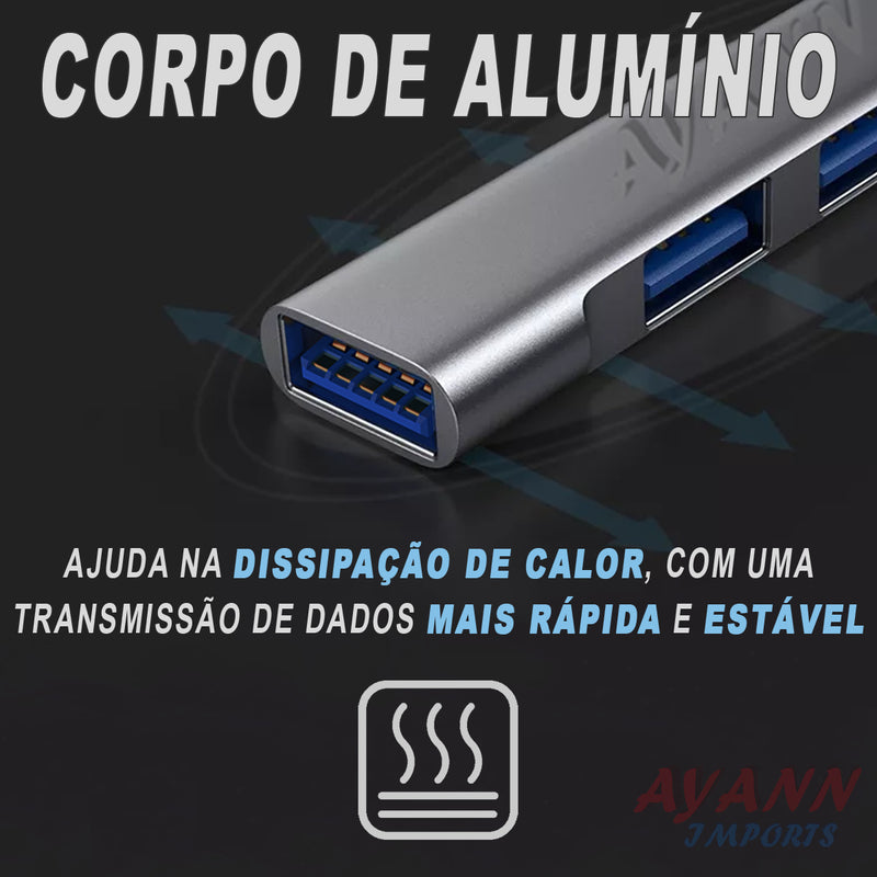 Hub Cabo Usb 3.0 extensor 4 portas High Speed Hd Ultra Rápido