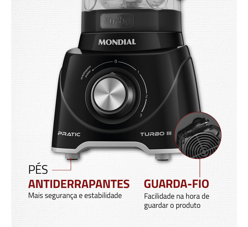 Liquidificador Mondial 3 Velocidades Preto/cinza 550w L-93-BG Cor Preto 127V