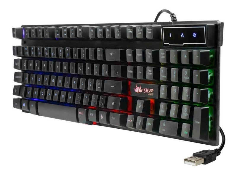 Teclado gamer Knup KP-2043/A QWERTY português Brasil cor Preto