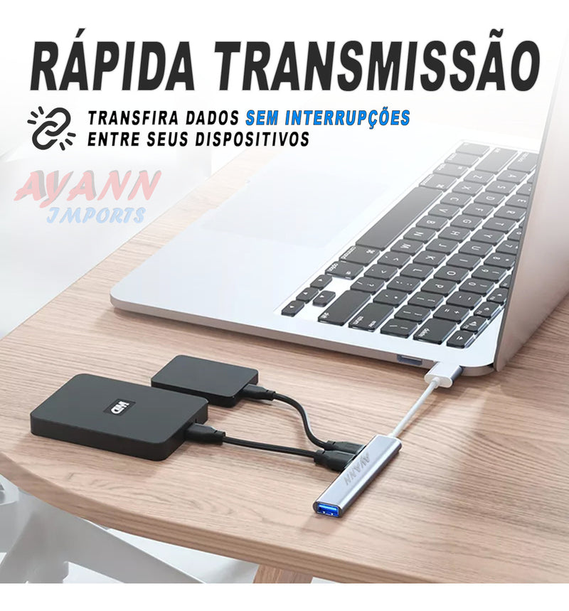 Hub Cabo Usb 3.0 extensor 4 portas High Speed Hd Ultra Rápido