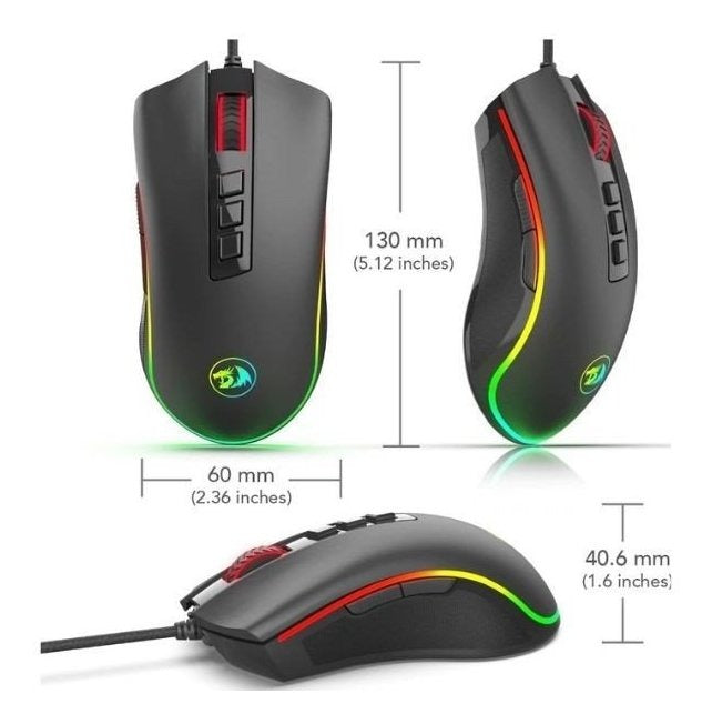 Mouse para jogo Redragon Cobra Chroma M711 preto-NOVO