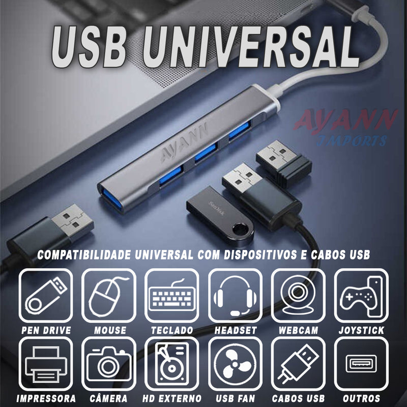 Hub Cabo Usb 3.0 extensor 4 portas High Speed Hd Ultra Rápido