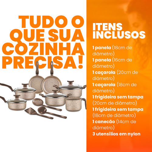 Jogo De Panelas Antiaderente 10 Peças Teflon&nbsp;bianco