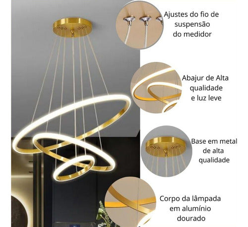 Luminaria Led Pendente 60w Design Moderno Bivolt 3 Em 1