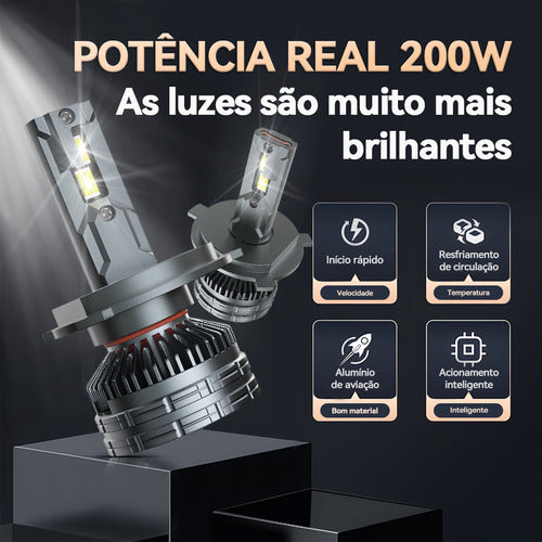 Carro Led Farol Lâmpadas 200w 40000lm H4 H1 H7 H11 Hb3 Hb4