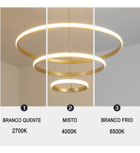 Luminaria Led Pendente 60w Design Moderno Bivolt 3 Em 1