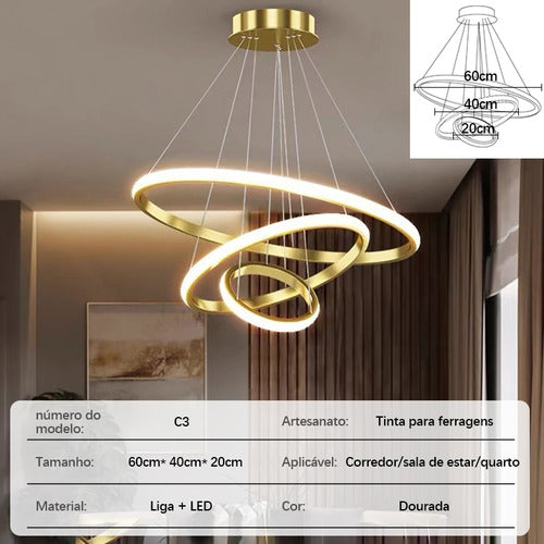 Luminaria Led Pendente 60w Design Moderno Bivolt 3 Em 1