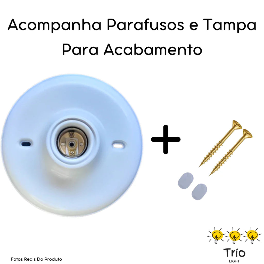 Plafon Soquete Branco - 10 peças