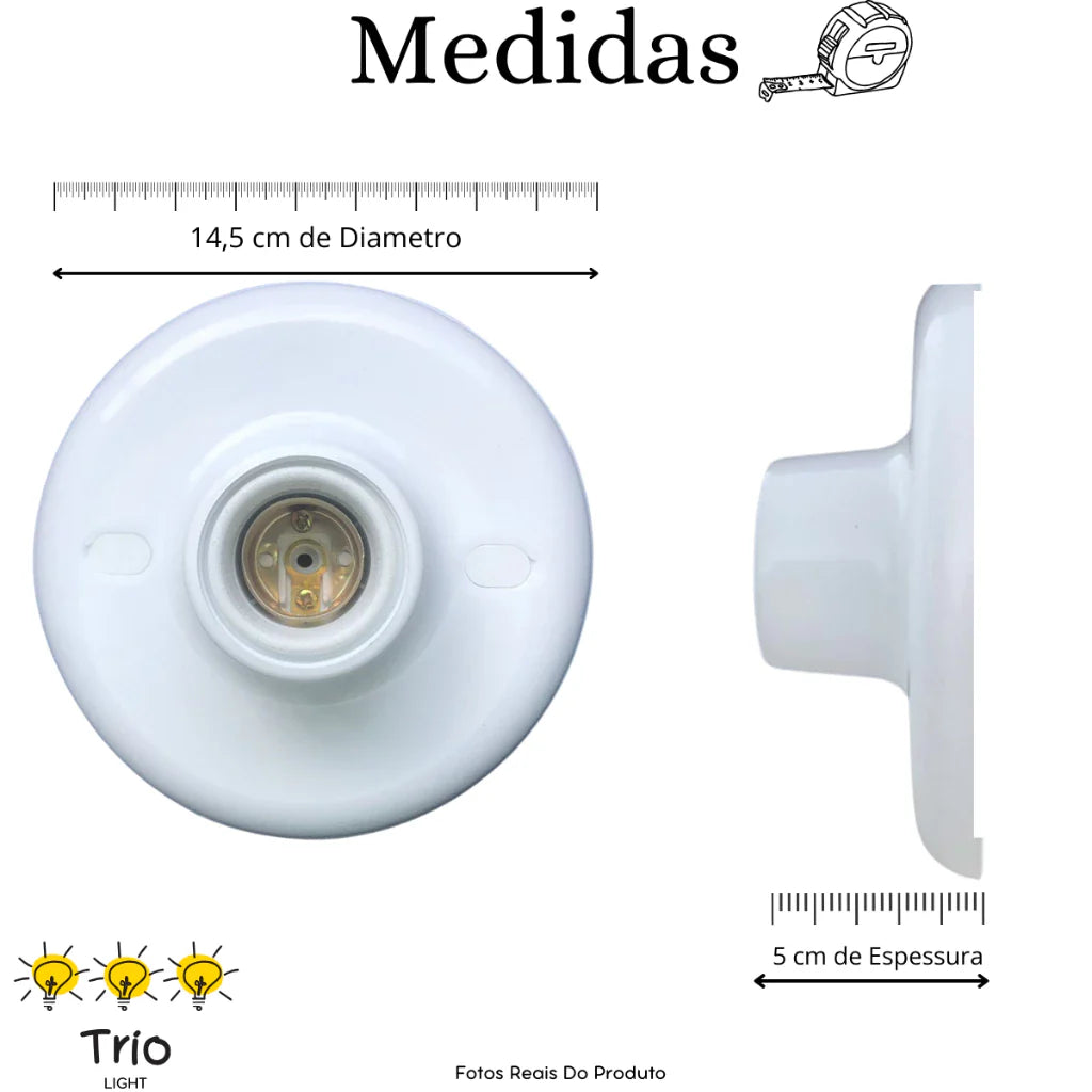 Plafon Soquete Branco - 10 peças