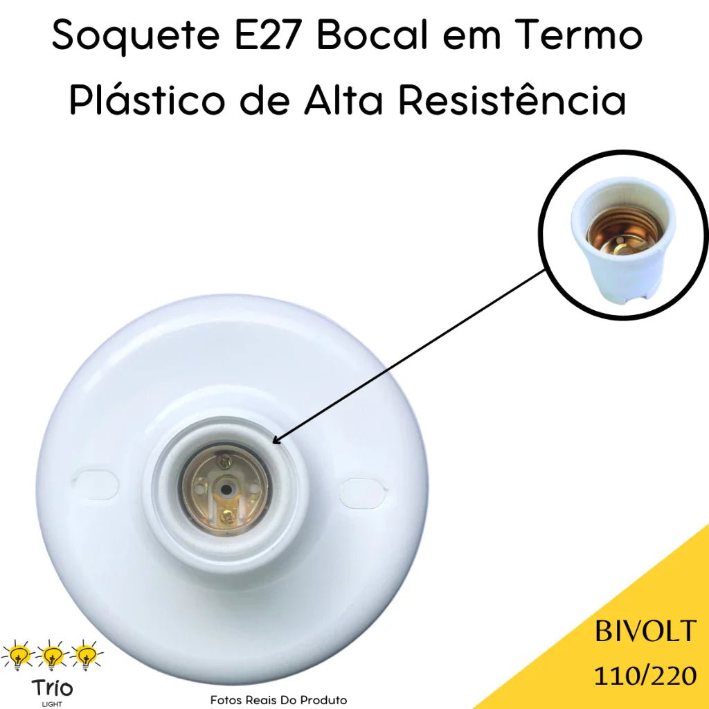 Plafon Soquete Branco - 10 peças