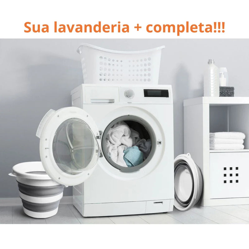 Balde Dobrável Retrátil Flexível 10L Silicone  Com Alça