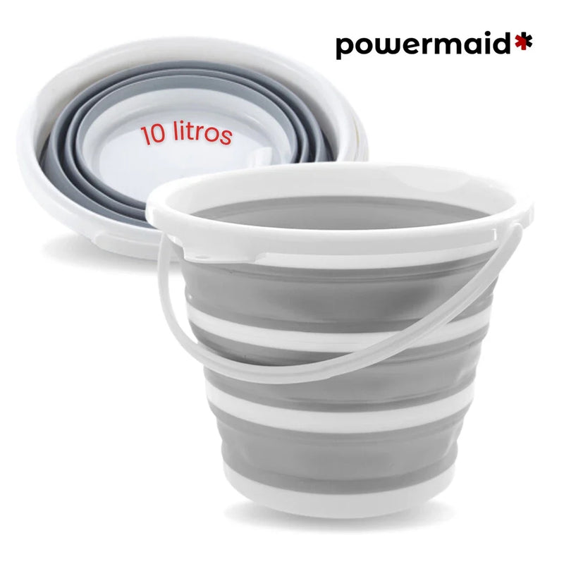Balde Dobrável Retrátil Flexível 10L Silicone  Com Alça